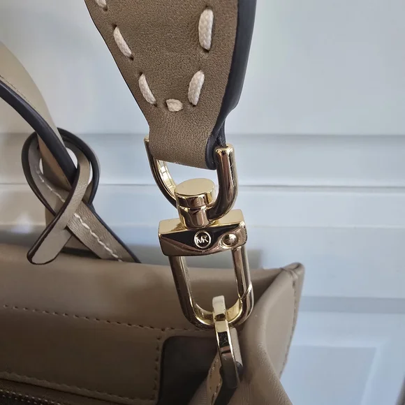 Michael Kors Taupe Leather Satchel with Contrast Stitching - Picture 7 of 8